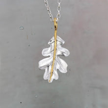 Load image into Gallery viewer, Silver &amp; Gold Oak Leaf Pendant
